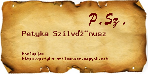 Petyka Szilvánusz névjegykártya